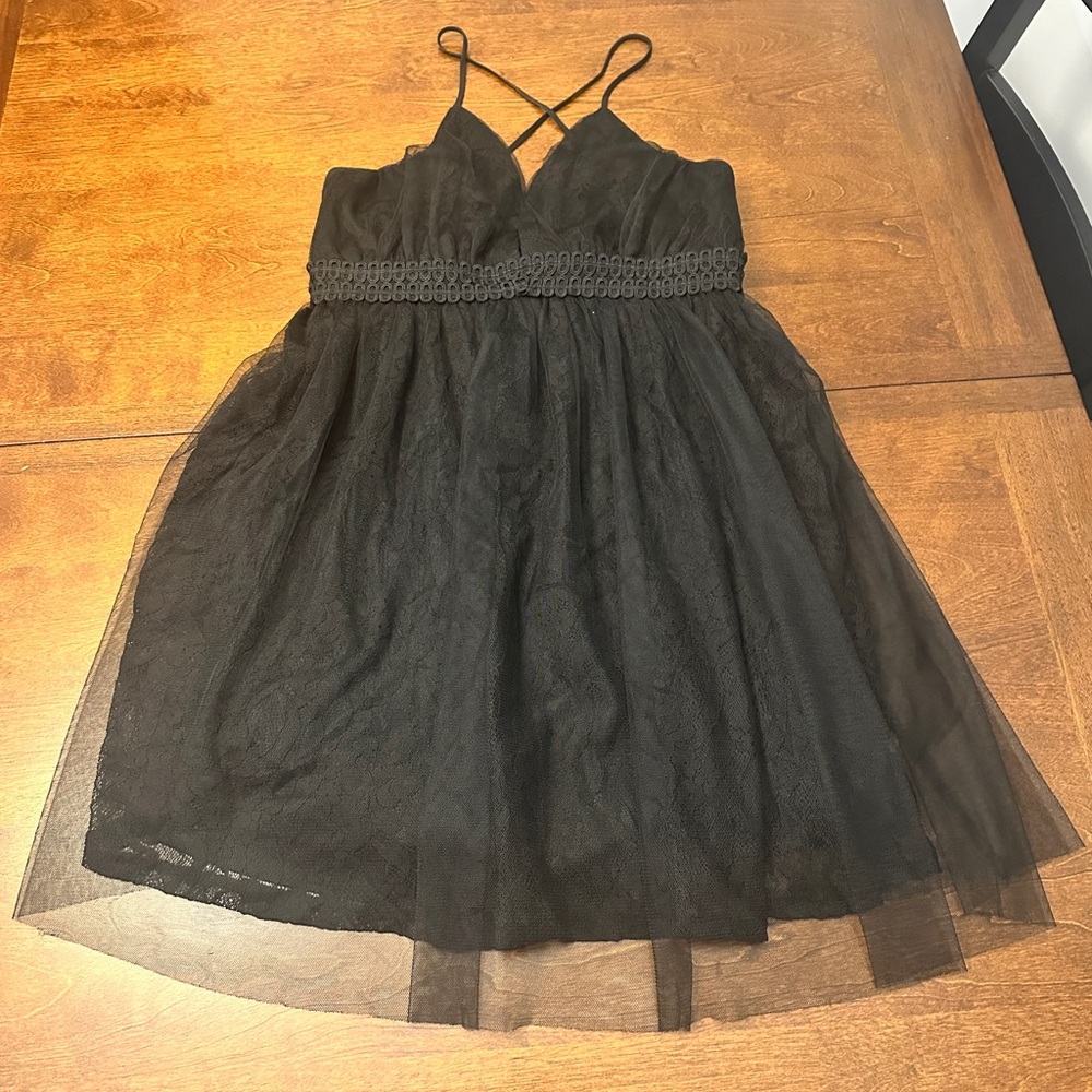 Lulu's Black Lace Mini Dress